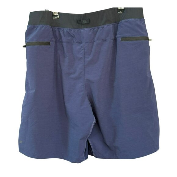 Fabletics Mens Navy Blue Black Performance Shorts Size XL Zipper Pockets - Picture 2 of 5